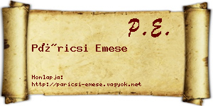 Páricsi Emese névjegykártya